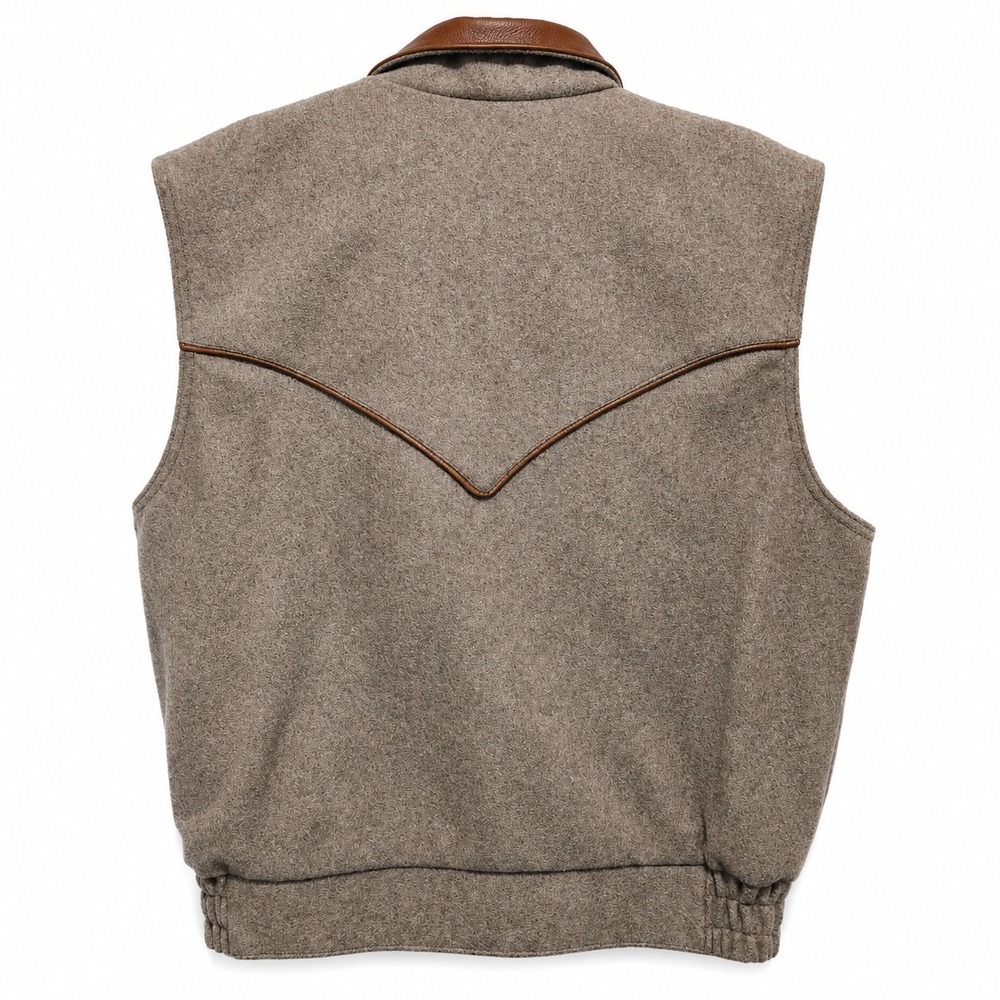 Schaefer Outfitter Mens Large Wool Vest Brown Leather Collar Western Cowboy USA - Picture 2 of 5